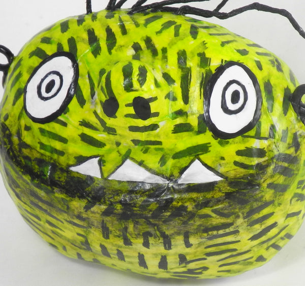 Alf Blockhead Monster head Sculpture bright green