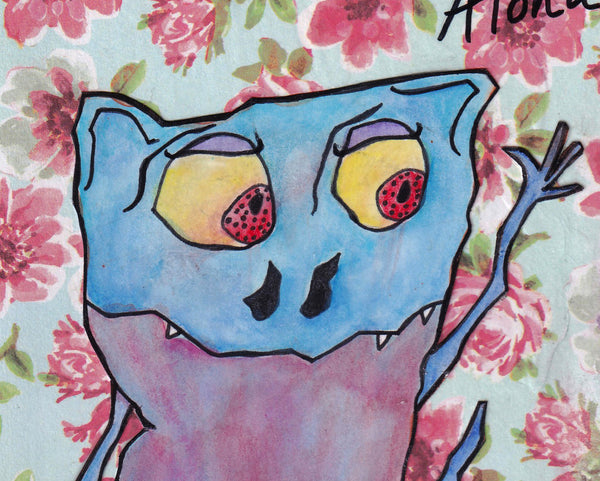 Aloha Monster Art Picture Pink and Blue Colors