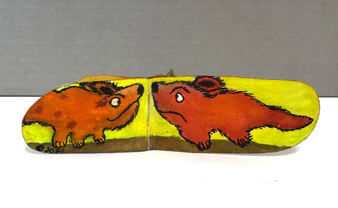 Tiny Character Book P Red Dog and Monsters with Butterfly, Bees and Flower