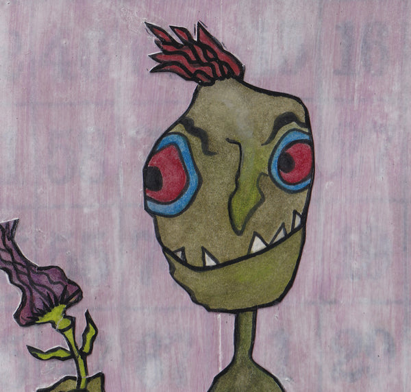 Be Mine Monster Art Picture Pink Purple Red and Brown Valentines Day