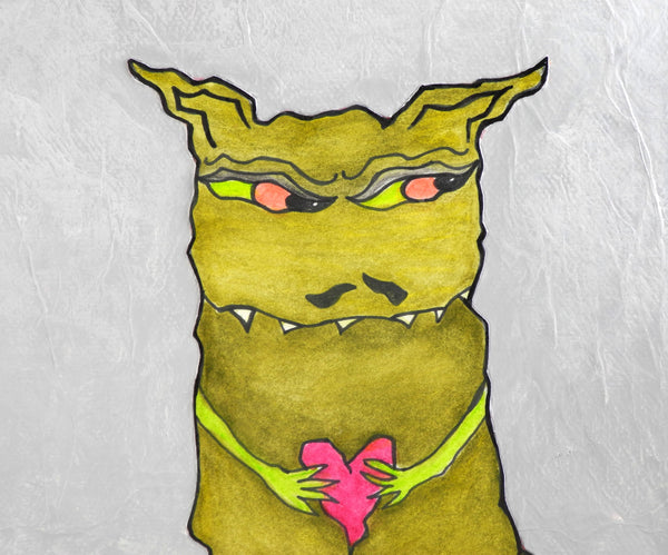 Verde Monster Art Picture Chartreuse Pink Yellow and Grey