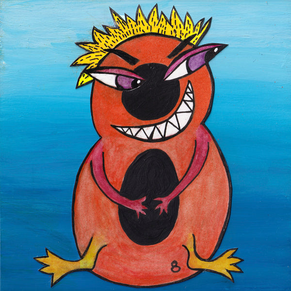 Number EIGHT Monster Art Picture pink red orange yellow and blue