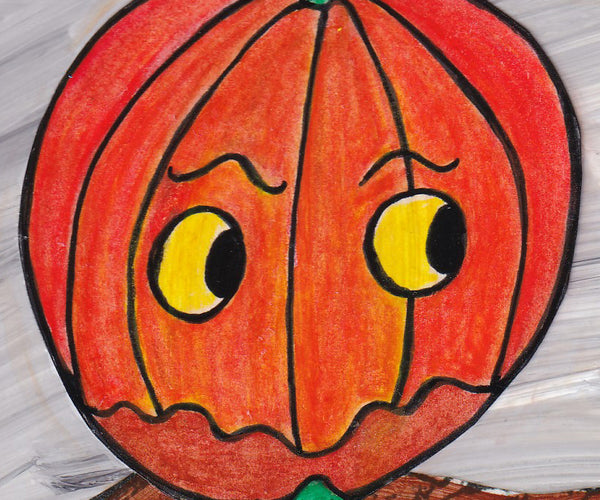 Fall Punkin Halloween Art Orange Grey and Brown