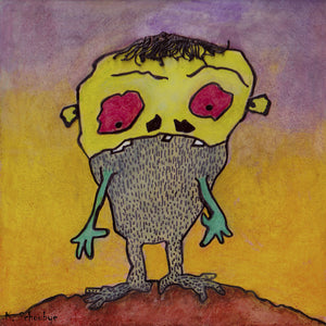 Gig Monster Art Picture yellow pink, brown and green