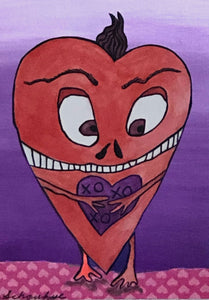 Hearts 2, Valentine monster art picture red violet and pink