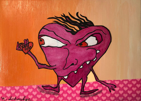 B. Mine, Valentine monster art picture pinks and orange
