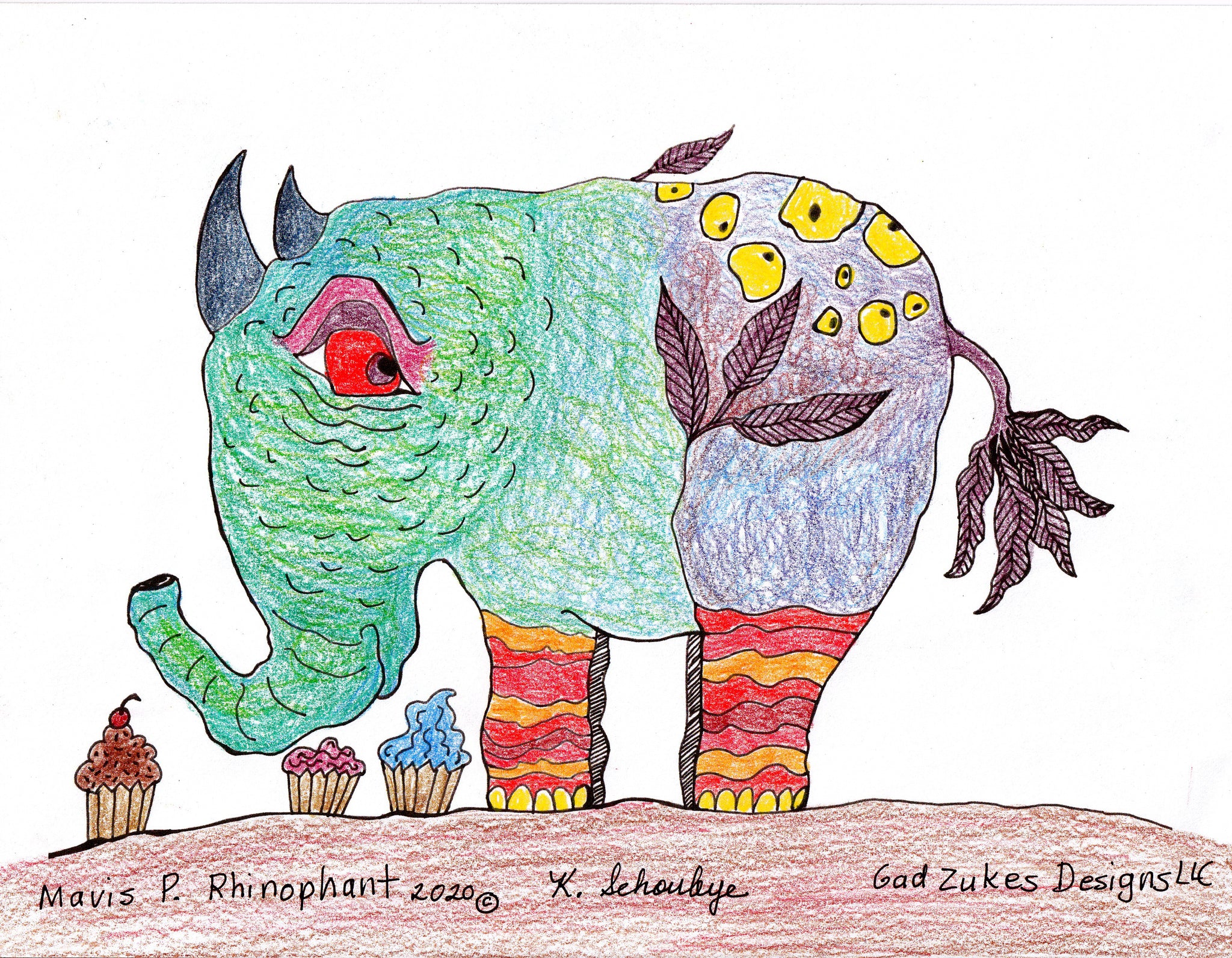 Mavis P. Rhinophant Krazy Kritter Color Sheet FREE
