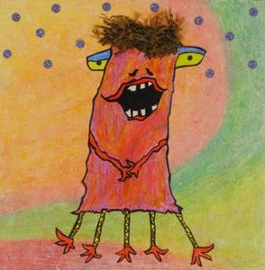 Mr. Many Monster Art Picture Multicolored Pastels Pink Purple and Green