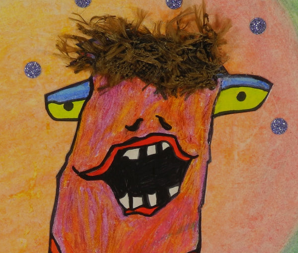 Mr. Many Monster Art Picture Multicolored Pastels Pink Purple and Green