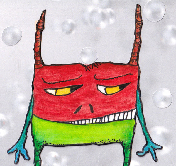 Nim Monster Art Picture Red Bright Green Yellow and Grey