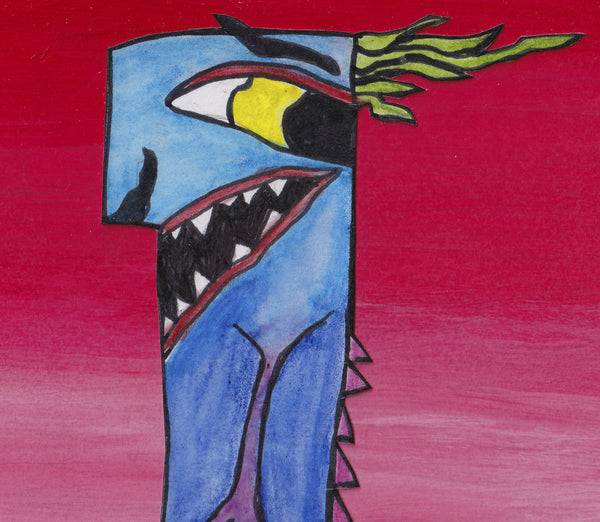 Number ONE Monster Art Picture red blue green and yellow