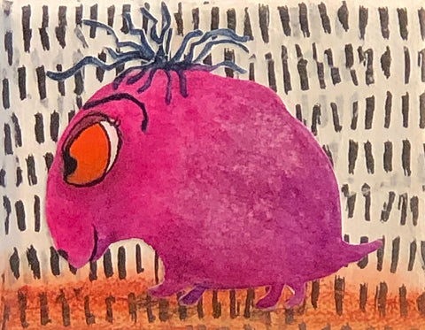 Pinks monster art picture Pink orange and brown