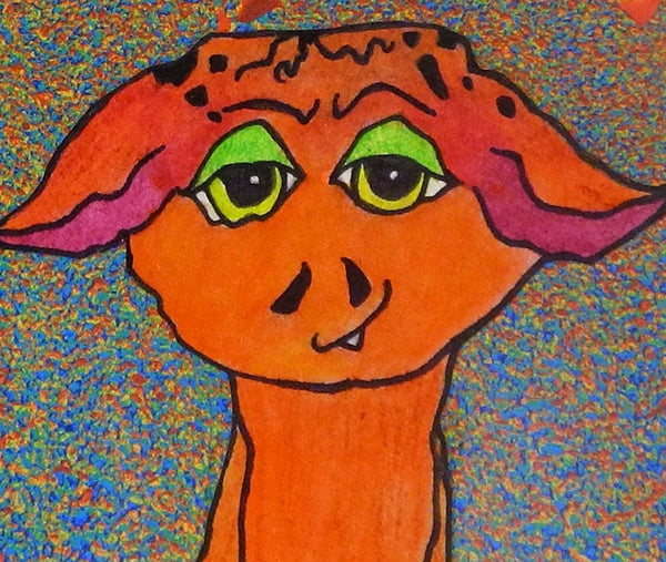 Selkie Monster Art picture orange, pink, green and blue