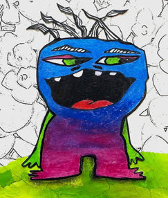 Sneeks 2 Monster art picture blue violet pink and green