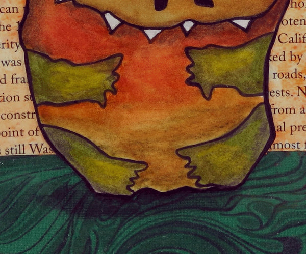 Whidbey Monster Art Picture Brown, Green and Orange.