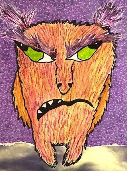 Curmudgeon Monster Art Picture purple brown green and grey