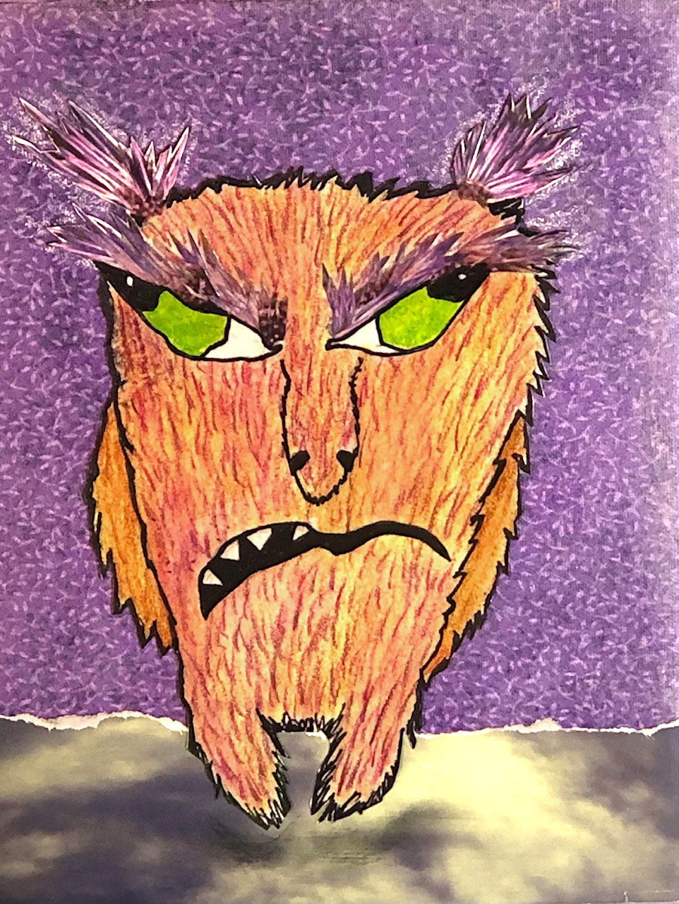Curmudgeon Monster Art Picture purple brown green and grey